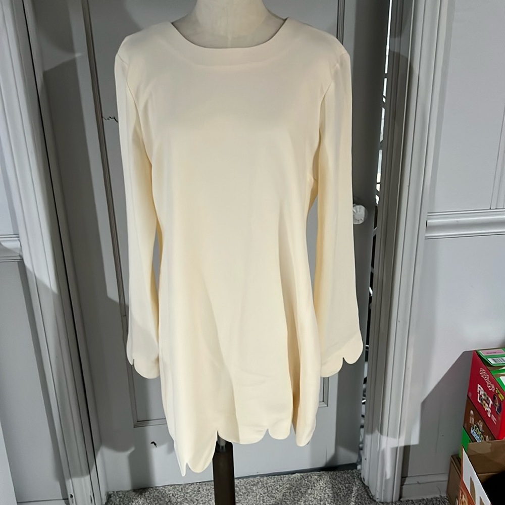 Cream dress with scallop hem - never worn